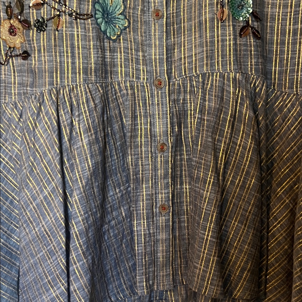 HD in Paris Striped Blouse with Floral Embroidery - Picture 3 of 4